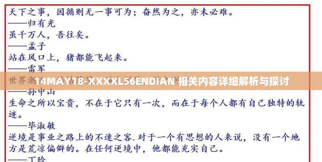 14MAY18-XXXXL56ENDIAN 相关内容详细解析与探讨