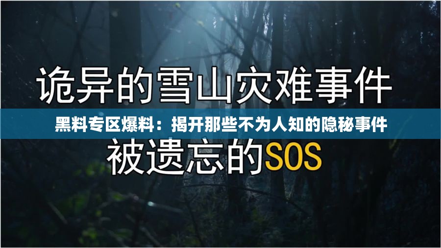 黑料专区爆料：揭开那些不为人知的隐秘事件