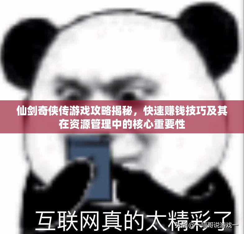 仙剑奇侠传游戏攻略揭秘，快速赚钱技巧及其在资源管理中的核心重要性