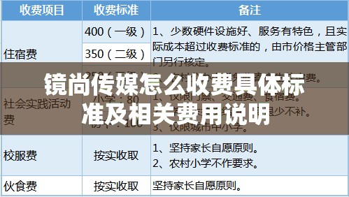 镜尚传媒怎么收费具体标准及相关费用说明