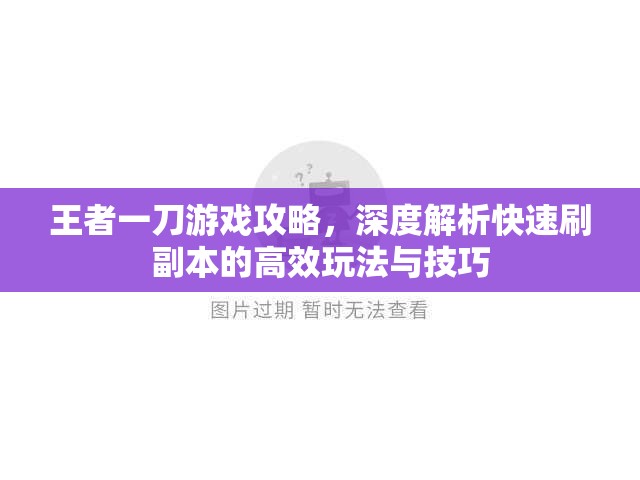 王者一刀游戏攻略，深度解析快速刷副本的高效玩法与技巧