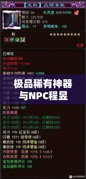 极品稀有神器与NPC程昱盘点，资源管理核心要素及优化策略解析