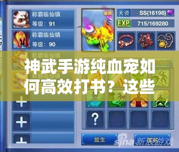 神武手游纯血宠如何高效打书？这些方法你真的掌握了吗？